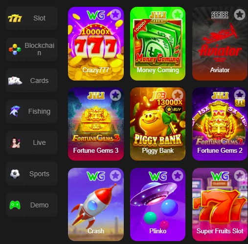 Main screen of luckpub game page for PK players - 4