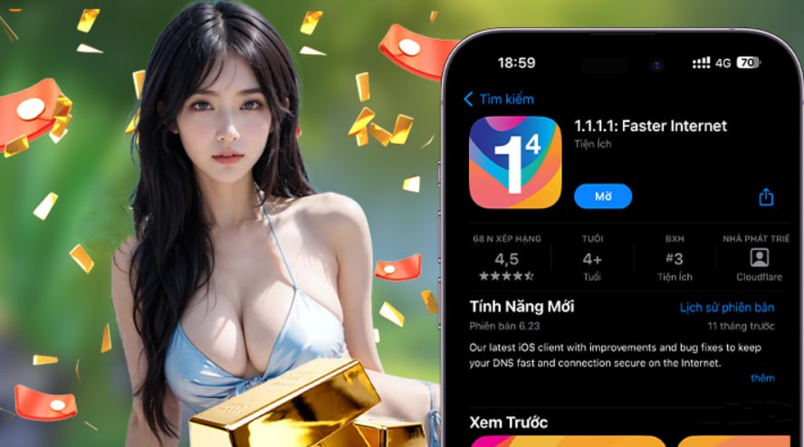 Hình ảnh quảng cáo của hot54 hiển thị nền tảng và các lợi ích